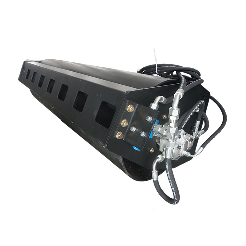 In what aspects does the skid steer loader attachment road roller show its flexibility in narrow space construction?